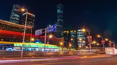 8K延时震撼北京CBD核心区城市繁华夜景视频的预览图